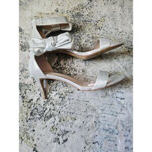 Kelly and Katie Heels Silver Metallic Bow With Rhinestones size 10